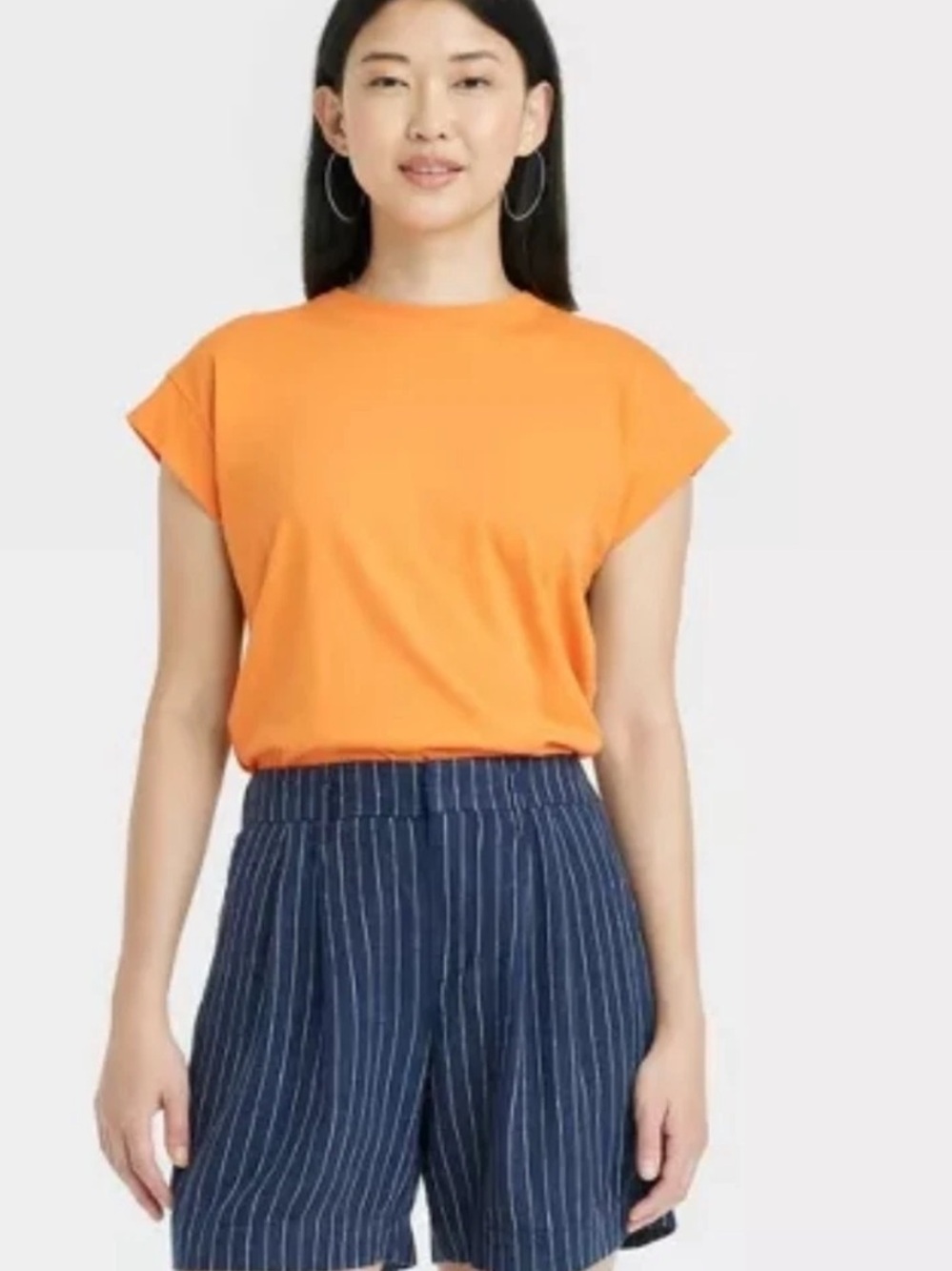 a new day Orange Crew Neck Cap Sleeve Top